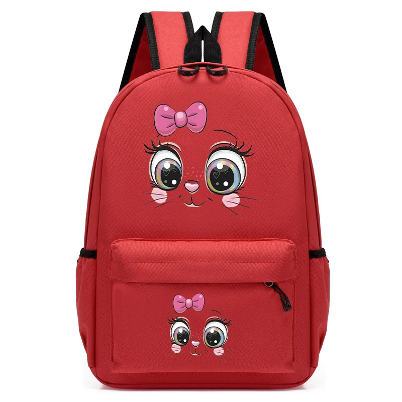 Sac à Dos d'École Maternelle pour Enfant, Cartable Kawaii avec Visage de Chaton de Dessin Animé Mignon, pour Garçon et Fille