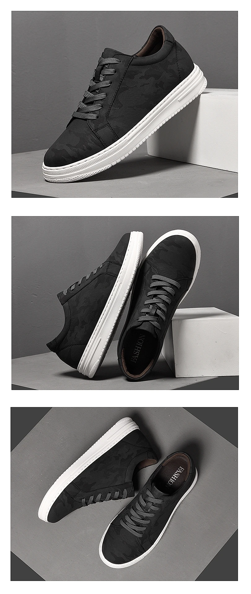 Breathable Outdoor Elevator Sneakers Men Shoes PU Leather Height Increasing Casual Shoes Walking Footwear Men Lift Sports Shoes