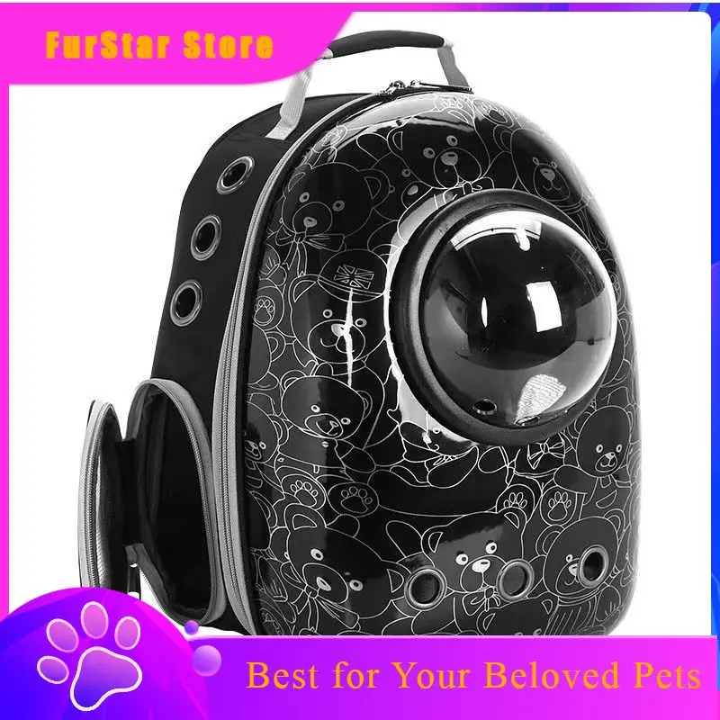 FurstarCat Outing Bag Portable Shoulder Pet Backpack Panoramic Transparent Backpack Cat Cage Space Capsule Can Open Sideways