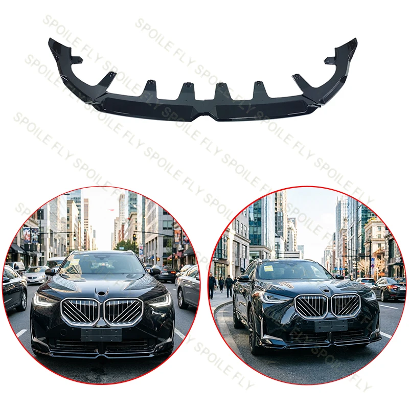 

For Bmw X3 G45 M Sport 2024 2025+ High Quality ABS MP Style 4/Pcs Car Front Bmuper Lip Spoiler Glossy Black Carbon Fiber Look