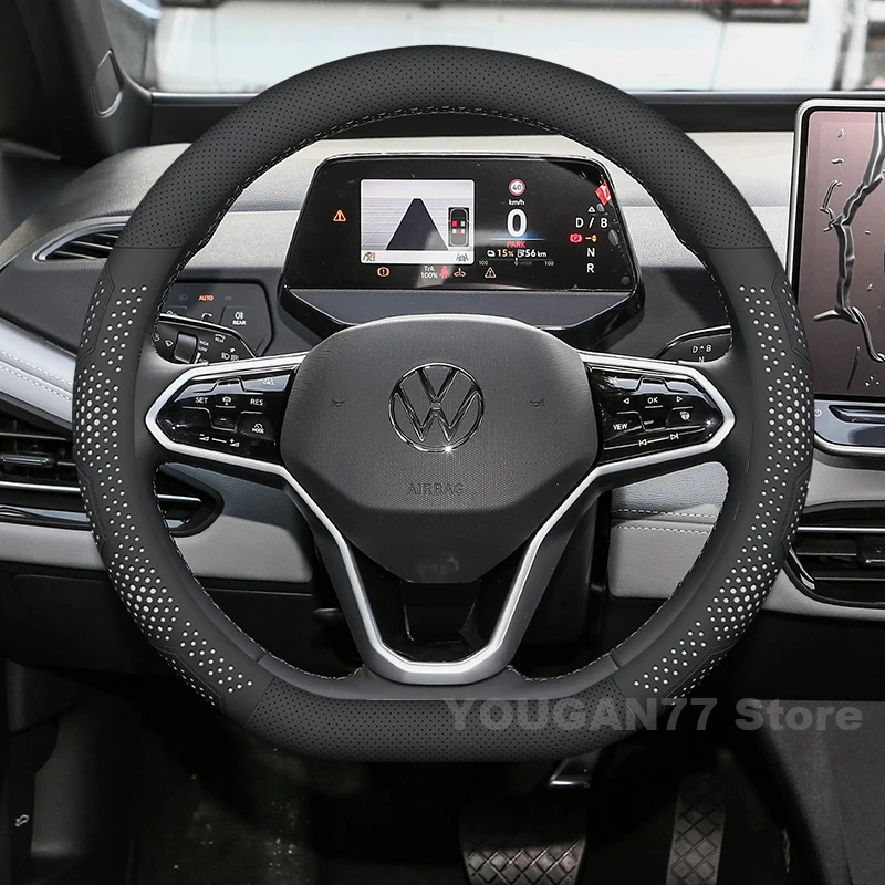Leather Car Steering Wheel Cover For Volkswagen ID3 ID.3 2021-2026 Ultra Thin Auto Interior Volkswagen ID3 Accessories 2026