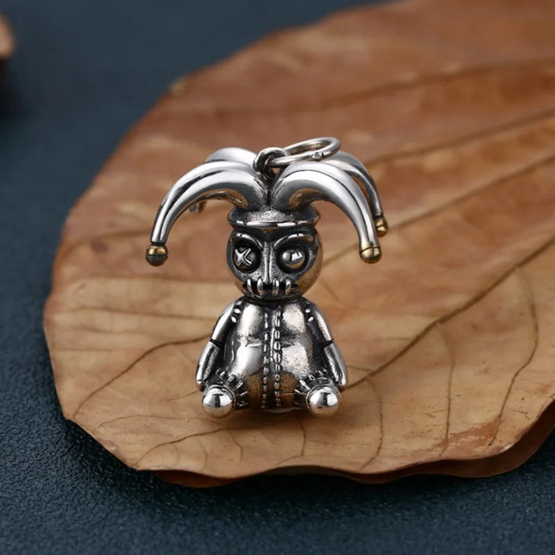 S925 Sterling Silver Charms Pendants for Women Men New Fashion Joker Puppet Personality Retro Punk Jewelry Wholesale