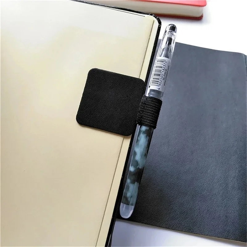 2-1pcs Pen Holder Self Adhesive PU Leather Pencil Holder Elastic Loop Pencil Clip Notebook Journal Planners Stationery Organizer