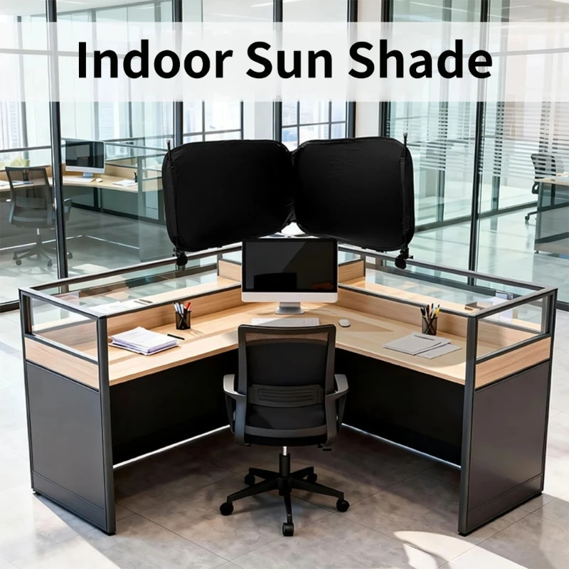 Desk Privacy Shade with Desk Clips and Curved Polyester Overhead Cover for Office Desks and Home Study Tables B03E