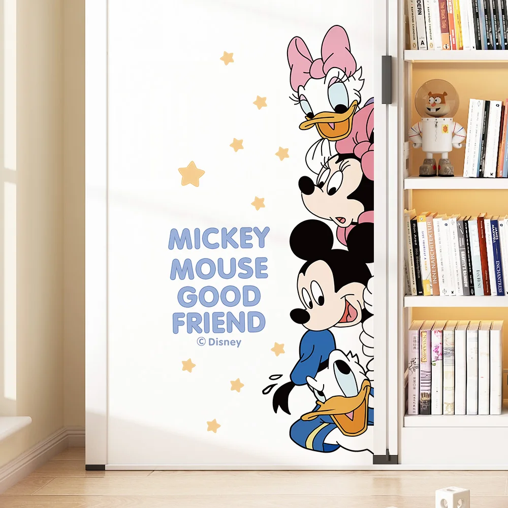 Mickey and Donald Duck Wall Stickers For Kids Rooms Child Bedroom Wardrobe Wall Decoration Self-adhesive Vinyl Sticker Wallpaper