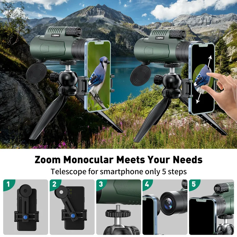 Smartphones Lens Adjustable Magnification 10-30x50 HD Zoom Telescope Outdoor Camping Equipment Monocular With Phohe Clamp Tripod