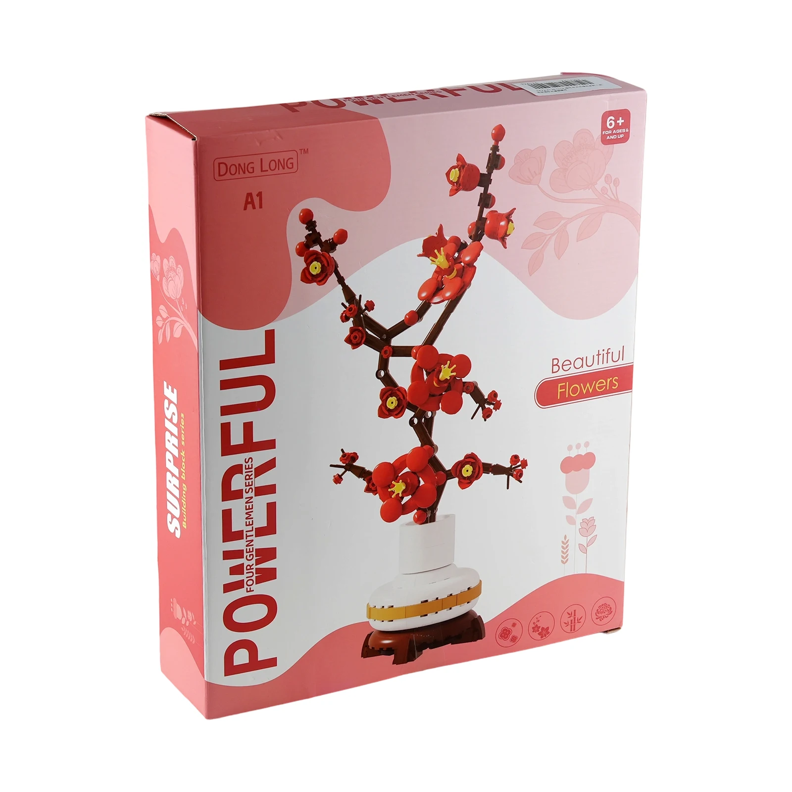 Stemedu 6672-A1 291PCS Plum Blossom, Flower in Pot Building Blocks, Floral Plant Desk Bonsai Decor