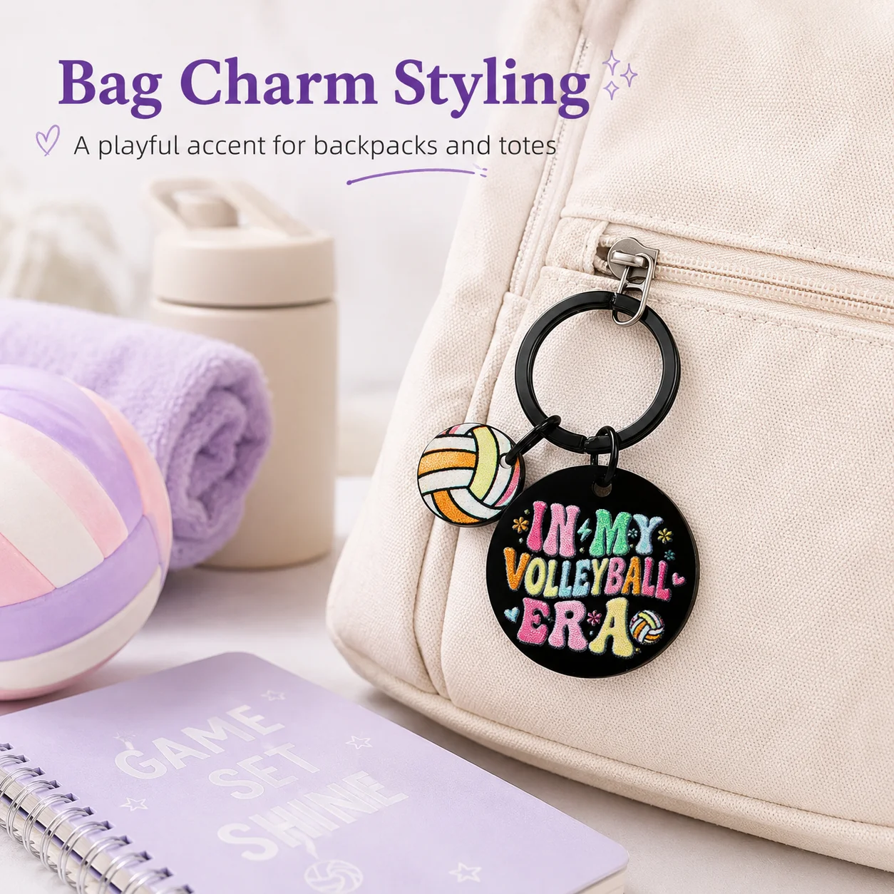 Volleyball Keychain Accessories for Teen Girls Daughter Sister Friends, Cute Volleyball Stuff Birthday Christmas Gift Keyring