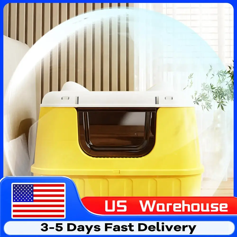 

Большой кошачий туалет, закрытый кошачий туалет с ручкой, лоток для кошачьего туалета с крышкой для больших кошачьих пород или нескольких домашних кошачьих пород