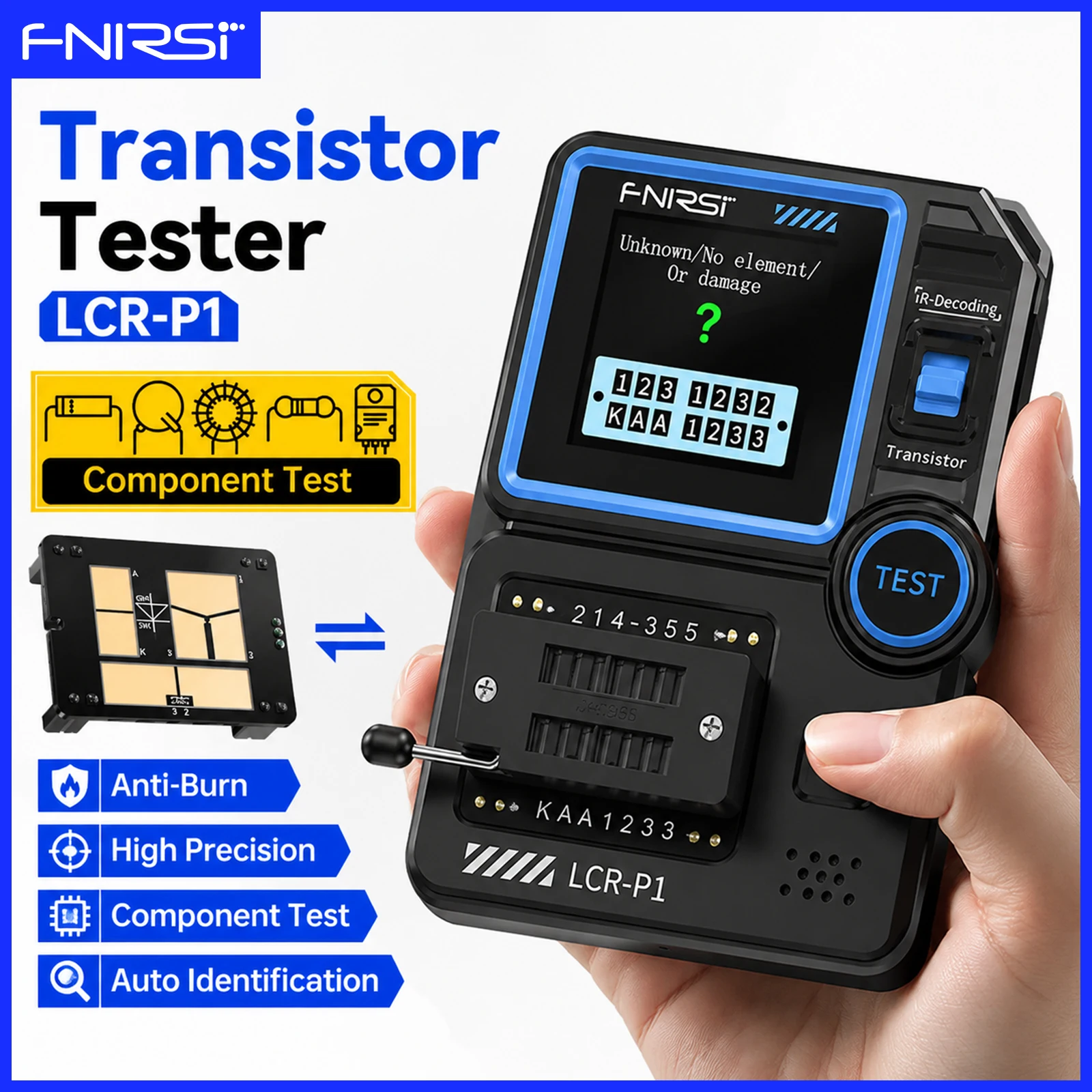 FNIRSI LCR-P1 Multifunction Transistor Tester LCR ESR SMD Component Measurement infrared Decoding Function for Circuit Repair