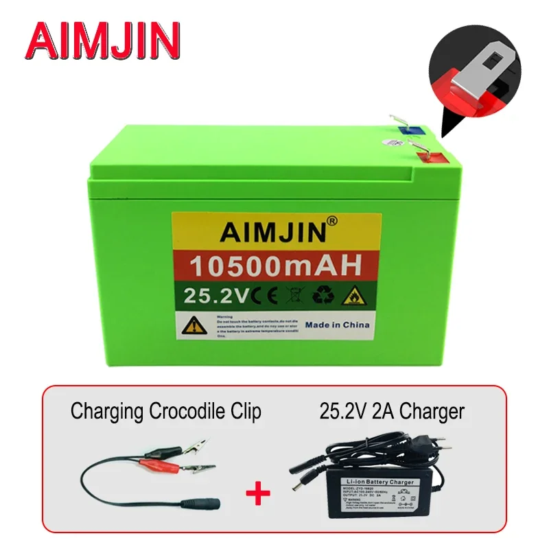 

6s3p 24V 10500mAh Lithium Battery Pack 18650 Built-in High Current 25.2V 10.5A BMS for Electric Toy Car + Wire clamp