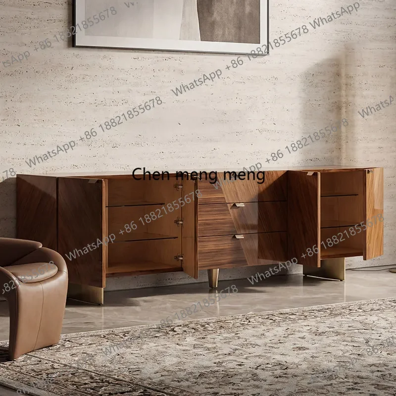 02M Italian light luxury TV cabinet, high-end living room lacquered floor cabinet, large flat floor TV cabinet