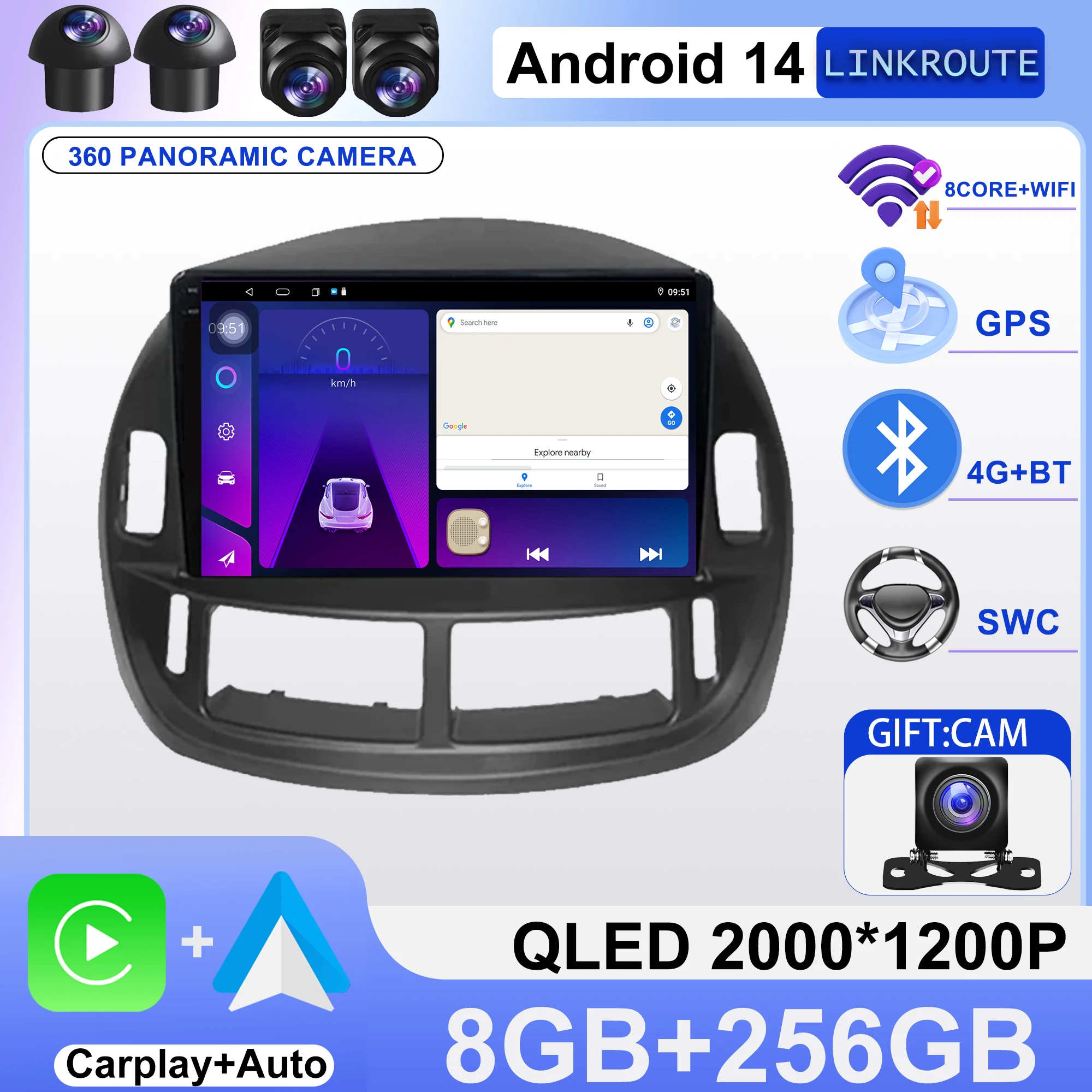 Android Auto Car Radio For Toyota Previa ESTIMA ACR30 Tarago 2002 2003 2004 2005 2006 Carplay Video Multimedia Player Car Stereo