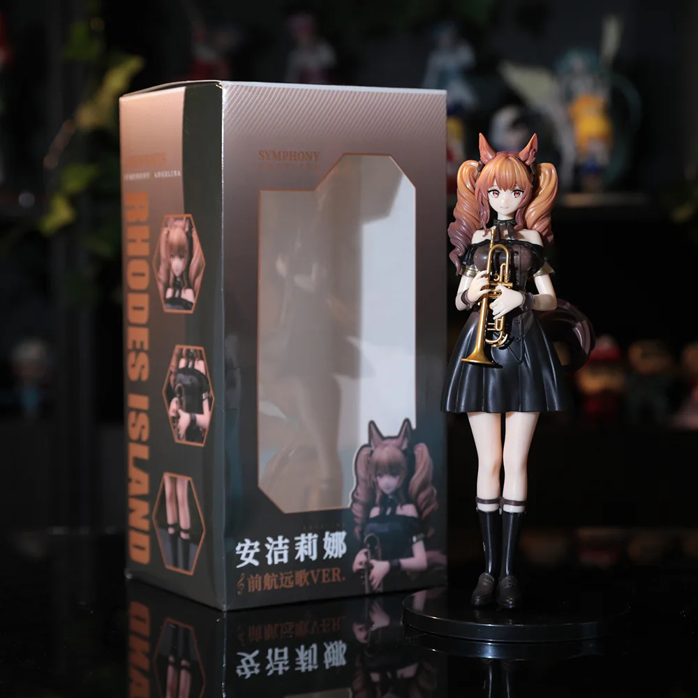 Arknights Anime Figure Sexy Black Long Skirt Shining Action Figure Kawaii Girl Angelina Figurine Collection Model Doll Toys