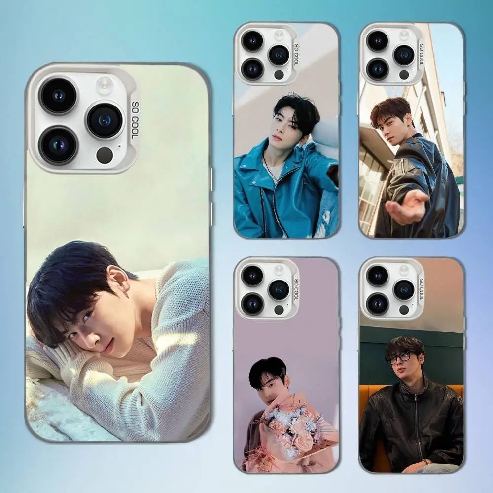 حار C-Cha E-Eun W-Woo الممثل جراب هاتف آيفون 16,15,14,13,12,11,Mini,Pro,SE,MAX الأبيض ماتي غطاء مقاوم للصدمات