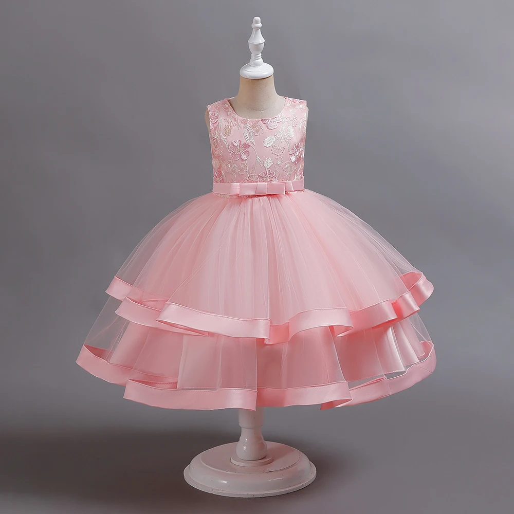 LAPA 3-12Y New Girls Birthday Wedding Party Princess Dress Fairy Cake Dress Kids Formal Prom Dresses Embroidery Flower Ball Gown