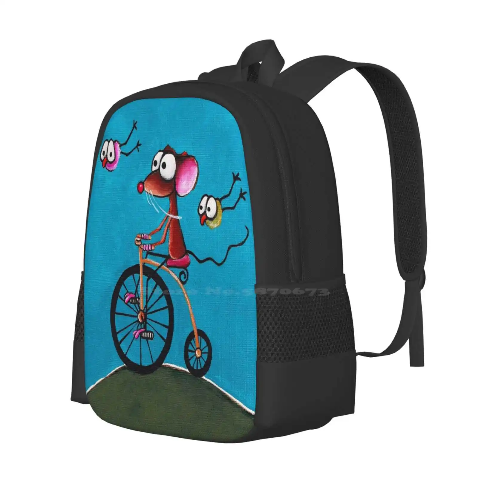 The Yellow Bike Large Capacity School Backpack Laptop Bags Fine Art Art For Kids Art For Childrens Rooms Nursery Art Lucia