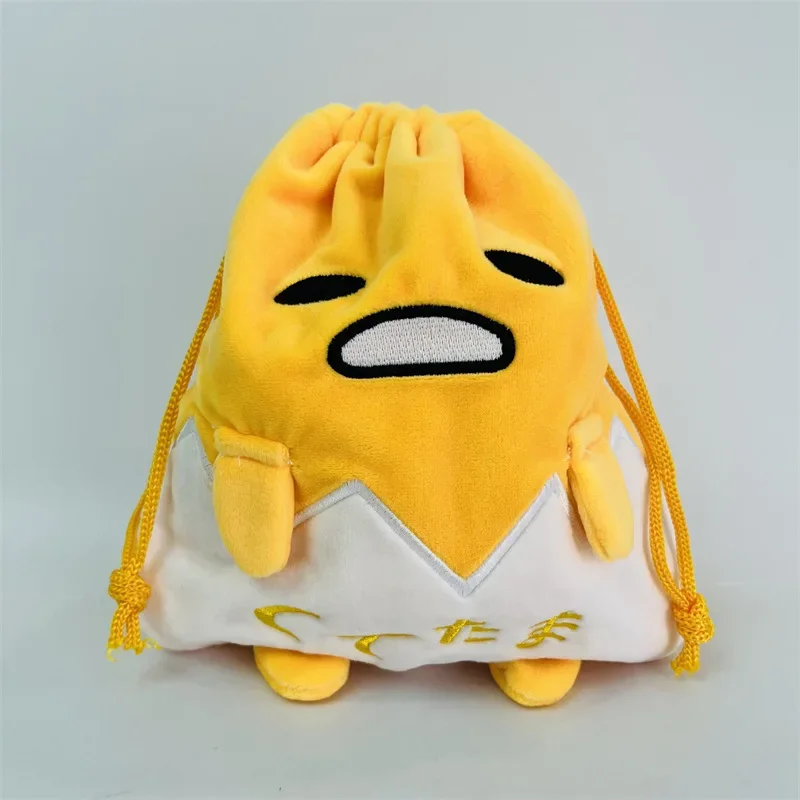 Sanrio Gudetama Drawstring Pocket Storage Bag Cute Cartoon Embroidered Plush Women Girl Portable Folding Drawstring Bag Kid Gift