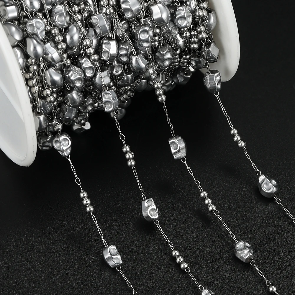

1Meter/Pack 2 Styles Stainless Steel Skull Oval Shape Beads Chains for DIY Necklace Bracelets Jewelry Making Accessories