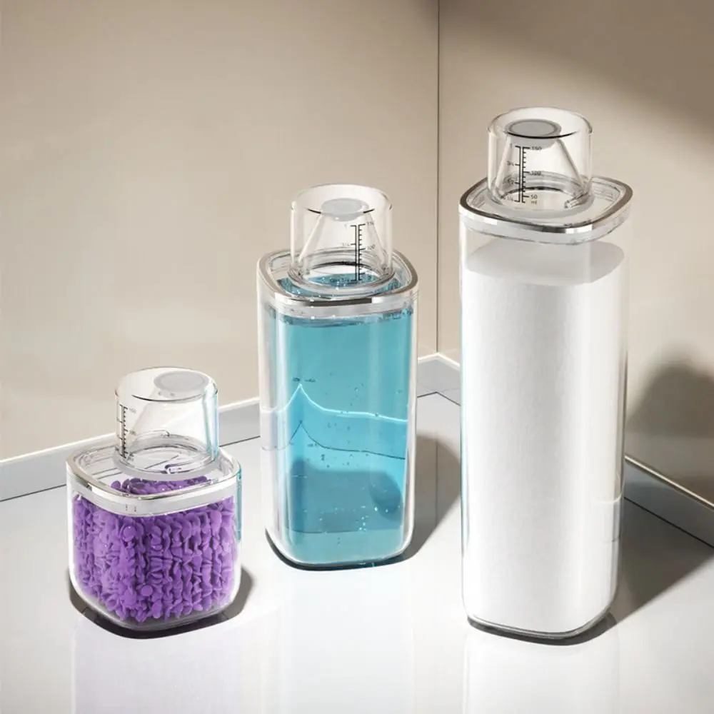 

Transparent Laundry Detergent Dispenser Measuring Cup Sealed Food Storage Container Reusable U-shaped Outlet