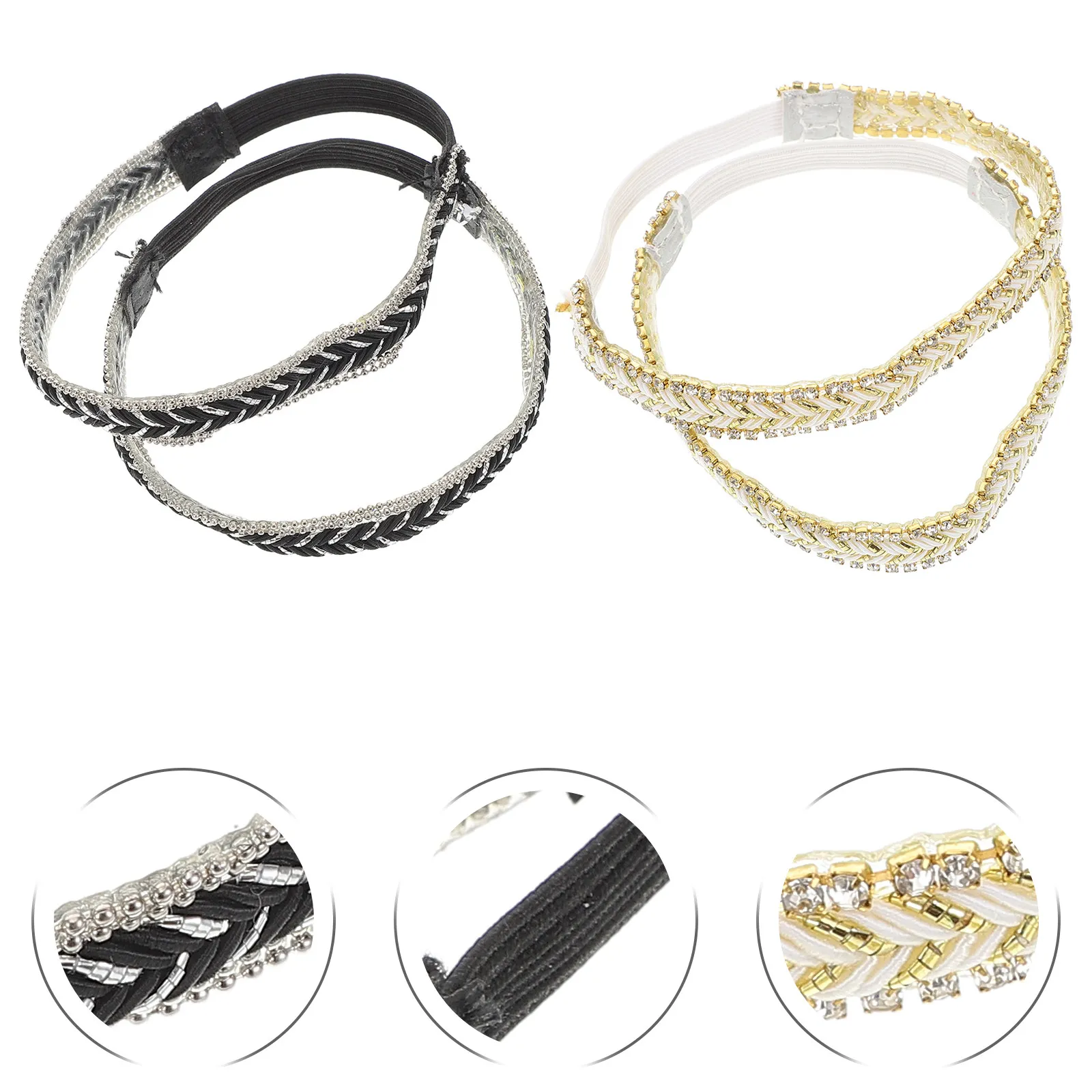 4pcs High Heel Strap Elastic Anti-Slip Ankle Band Rhinestones No Tie Shoe Laces Detachable Stretchy Support Daily Use Shoe