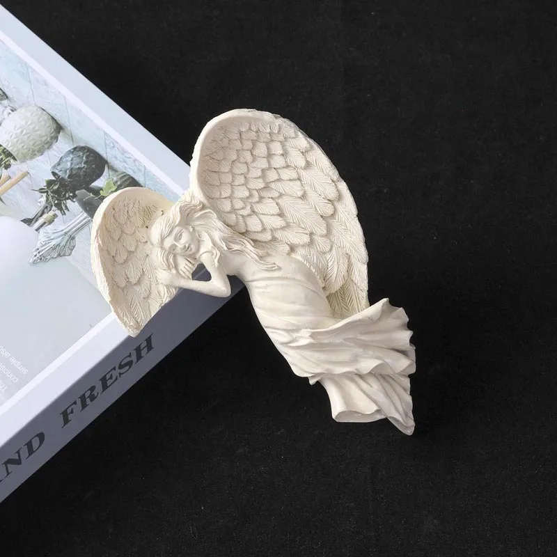 1/2pcs Angel Wing Sculpture Resin Door Frame Ornament DIY Craft Book Corner Decoration Garden Door Wall 3D Angel Statue Decor