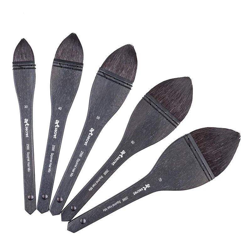 ArtSecret High Grade 2566 2567 Watercolor-Brush Black Handle Wooden Squirrel Hair Mix Art Paint Artist-supplies
