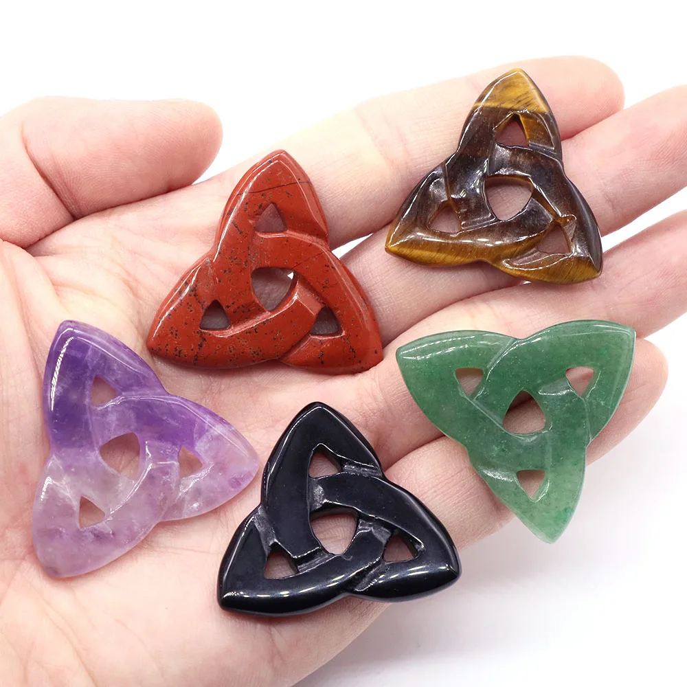 

1.4 Inch Natural Stone Lrish Knot Healing Crystal Amethyst Quartz Agate Gemstone Cavring Tumble Ornament Diy Jewelry Home Decor