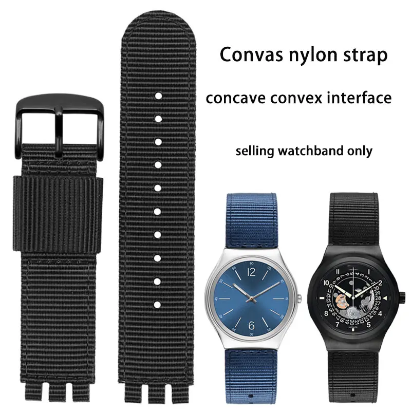 Watchband For SWATCH YCS YAS YGS IRONY breathable nylon Watch band 17mm 19mm Red blue canvas Strap Men Women Watch accessories