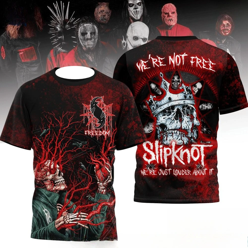 Slipknot Band retro street 3D printed men's and women's T-shirts Harajuku American short sleeved round neck top men's clothing