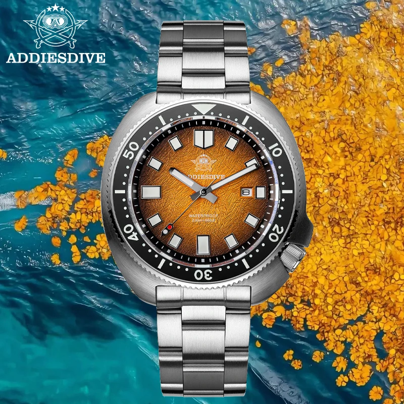 ADDIESDIVE Men's Quartz Diver Watch Sapphire Glass Turtle Shell AR Coated Ceramic Bezel Super Luminous 200m Waterproof Watches