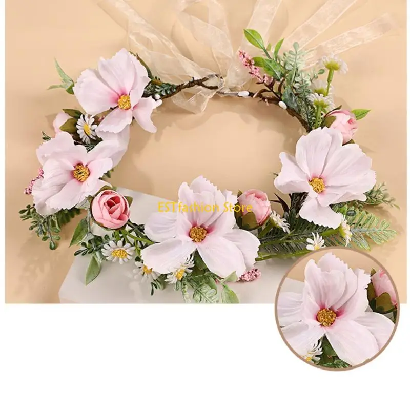 y5gc-生地花ヘッドバンド結婚式パーティー軽量弾性ヘアアクセサリー