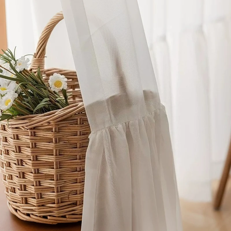 Customized New Chiffon Yarn White Screen Curtains for Living Room Bedroom French Window Balcony Bay Window Finished Partition