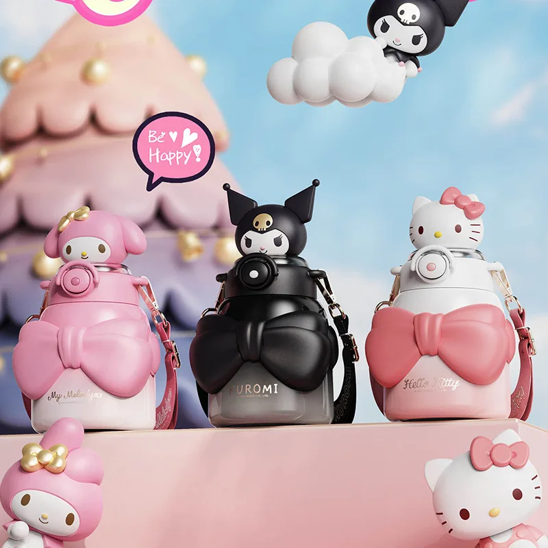 

Sanrio Kuromi Cartoon Girl cute big belly water cup children special straw cup thermal vacuum cup Hot Sale Anime Kawaii pretty