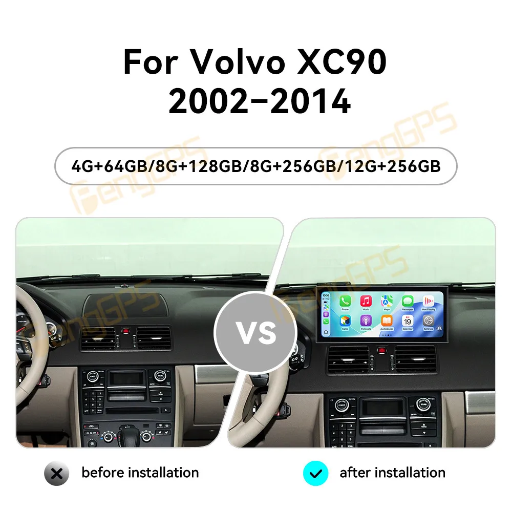 15.8 Inch Android 15 CarPlay Car Radio For Volvo XC90 2002-2014 Touch Screen Multimedia Player GPS Navigation Head Unit DSP