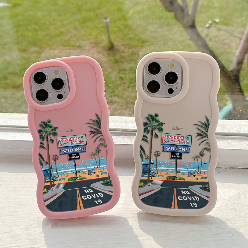 Summer beach tourist scenery Phone Case for IPhone 15 14 13 12 11 Pro Max XR XS X 7 8 Plus SE20 Candy Color Soft TPU Back Cover