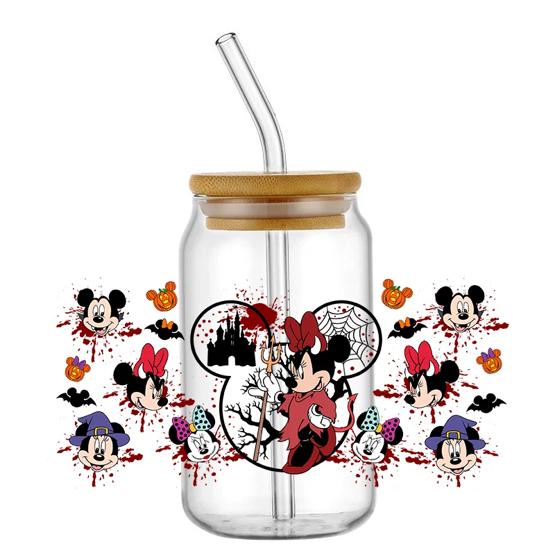 Halloween Mikey Mouse Decal n 16OZ UV DTF Cup Wrap Transfers Stickers Custom Labels DIY Durable Waterproof Logo For Libbey Glass