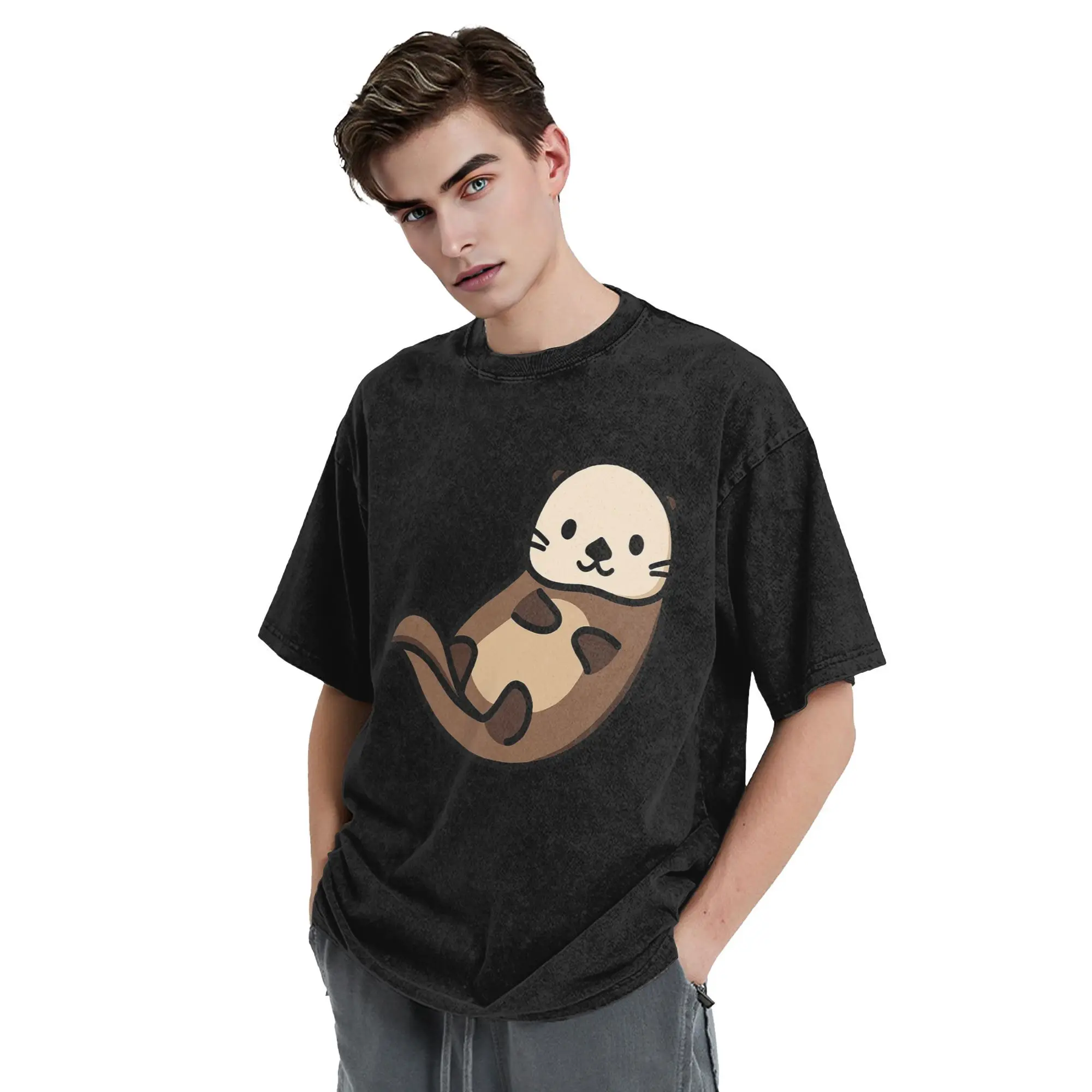 

Otter T-Shirt for Men Cotton Oversized T Shirts Men's Short Sleeve O-Neck Summer Clothes Tops S-2XL