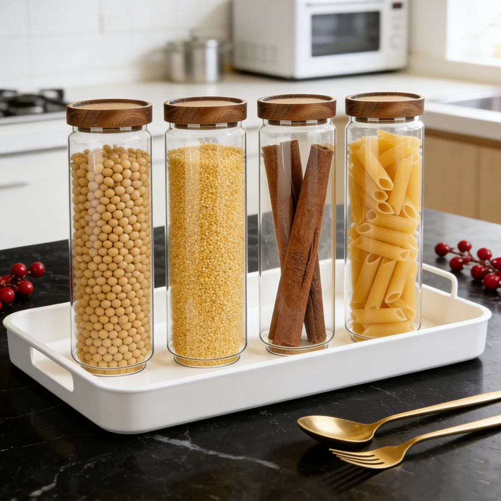 51oz 4PCS Glass Storage Containers with Lids,Glass Jars with Lids Pantry Food Storage Jars For Pasta,Cookie,Nuts,Snack,Cereal