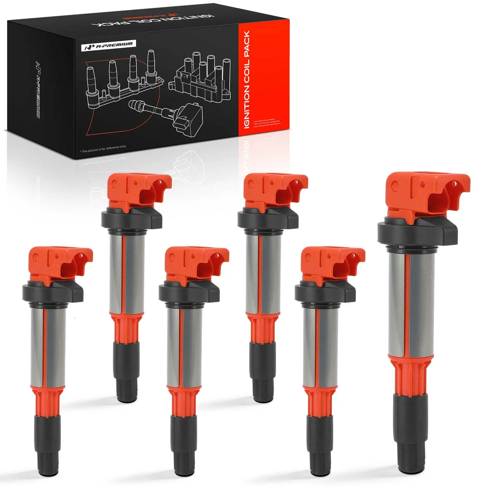 A-Premium 6pcs Red Ignition Coils for BMW 320i 325Ci 325i 325xi 330Ci 330i 525i 760Li Z3 X5