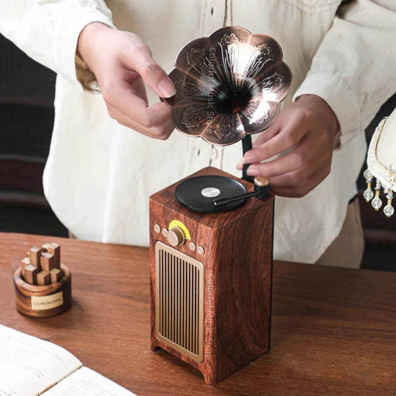 

Retro Bluetooth 5.3 Speaker Home Office Room Vintage Decor Portable Wireless Speaker For Outdoor Parties for IOS Android Speaker