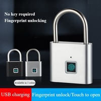 USB Charging Fingerprint Lock Smart Padlock Waterproof Door Lock 0.5sec Unlock Portable Anti-theft Padlock 10/20 Fingerprints
