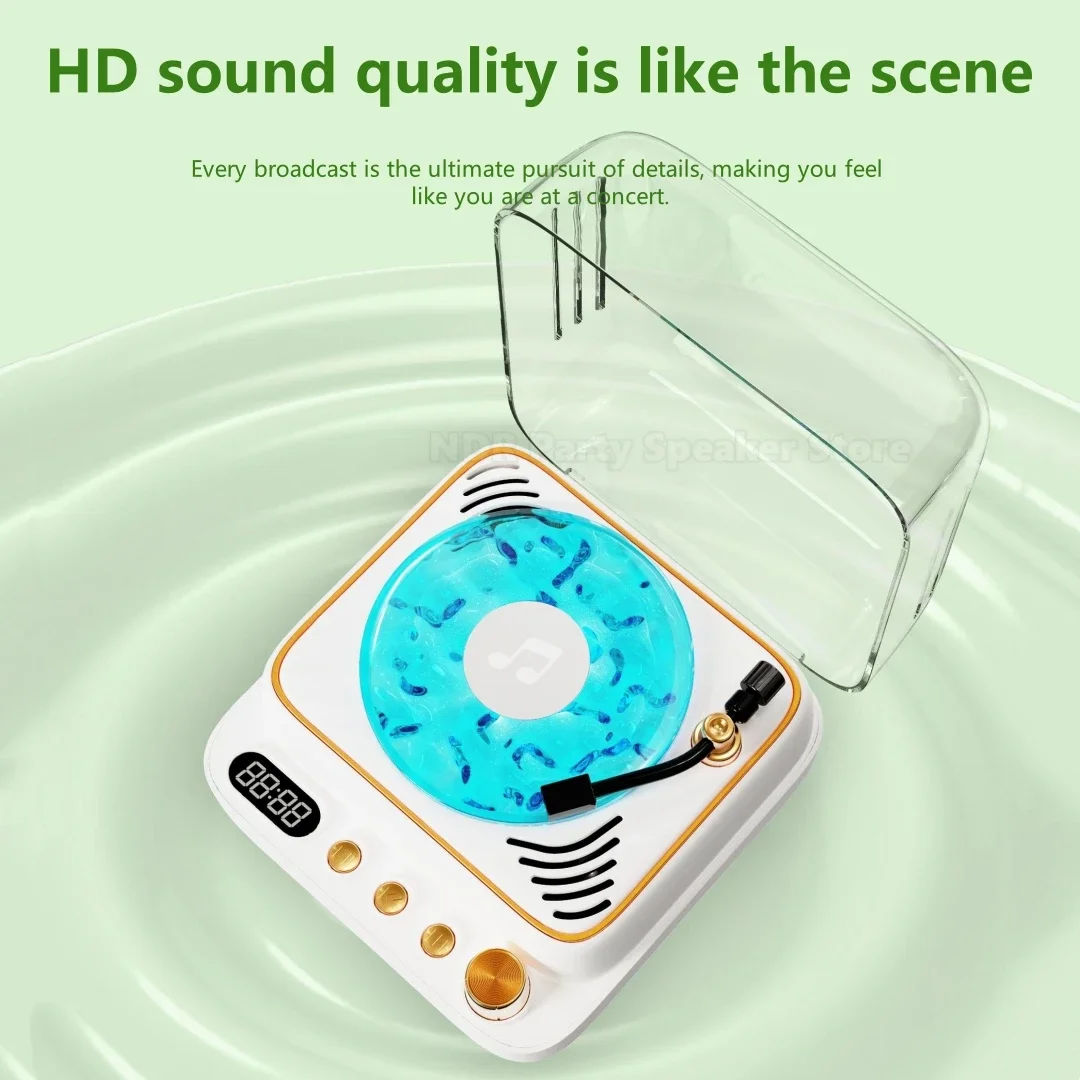 Portable Wave Vinyl Record Player 360 Stereo Surround Retro Bluetooth Speakers RGB Light Lamp Multifunctional Karaoke Machine
