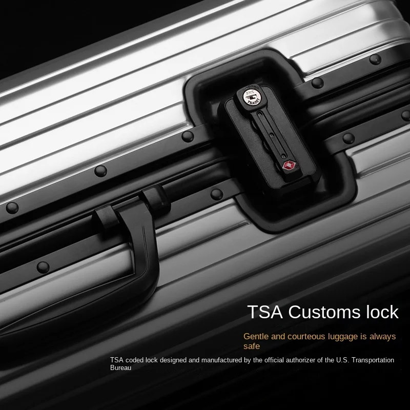 Thickened Aluminum-Magnesium Alloy Luggage  Wheel Trolley Case Suitcase with Combination Lock High Trolley Case Business Trip