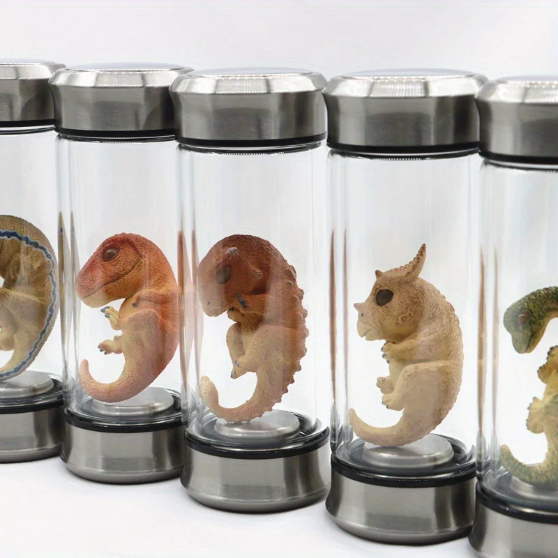 Novel Dinosaur Specimen Embryo Jar Light-Up Ornament with Lights Figurine in Glass Bottle Home Desktop Decoration Horror Prop