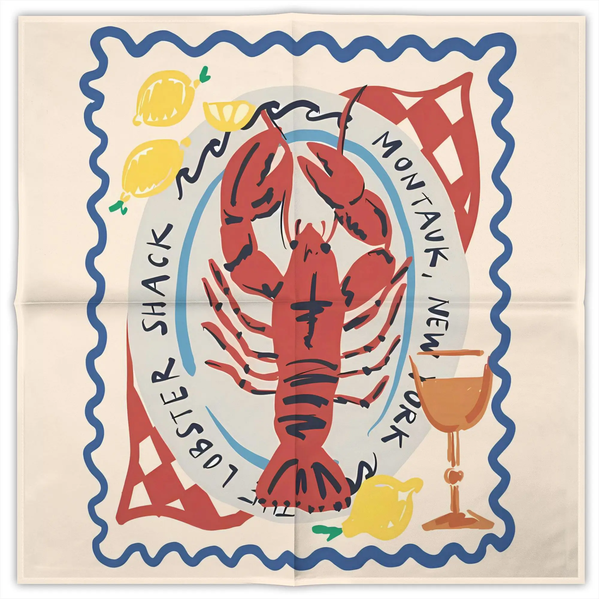 

Retro Lobster Art Fashion Square Scarf Decorative Polyester Printed Daily