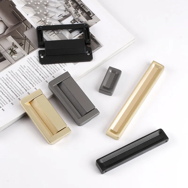 Black Simple Wardrobe Door Handle Modern Furniture Hardware Cabinet Door Handle Gold Kitchen Drawer Knob Pull Ring Decoration