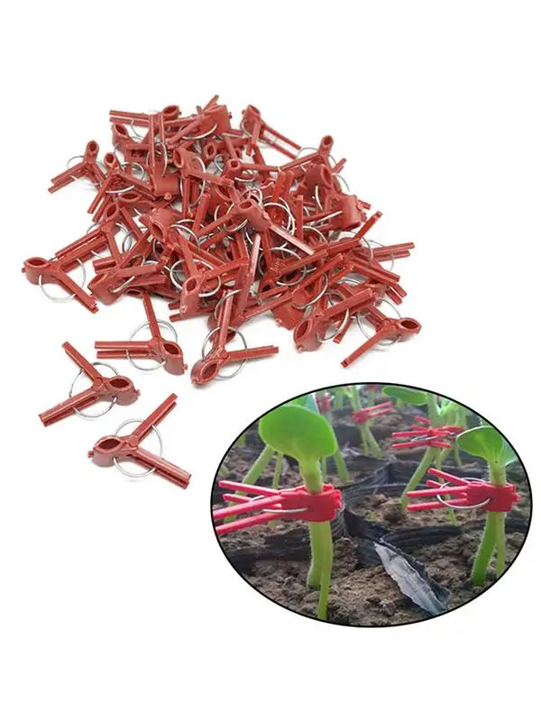 50PCS Plant Grafting Clip Plastic Gardening Tool For Cucumber Eggplant Watermelon, Round Mouth Flat Mouth Anti-fall Clamp