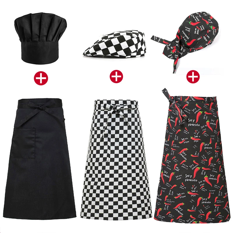 Zestaw mundurków Fartuch kuchenny Catering Cap Hotel Chef Pinafore Man Restauracja Kuchnia Kucharz Praca Fartuch Piekarnia Kawiarnia Kobieta Kelner Kapelusz