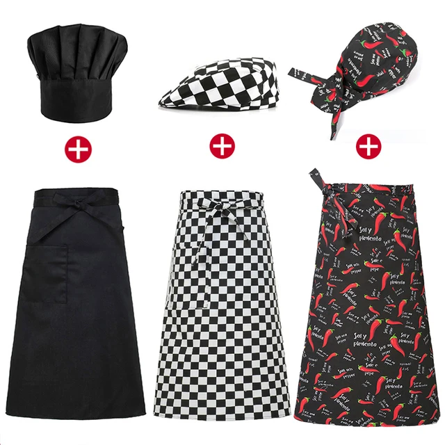 Zestaw mundurków Fartuch kuchenny Catering Cap Hotel Chef Pinafore Man Restauracja Kuchnia Kucharz Praca Fartuch Piekarnia Kawiarnia Kobieta Kelner Kapelusz